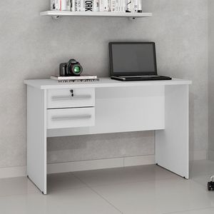 Mesa Para Computador 2 Gavetas Byte Valdemóveis Branco Acetinado
