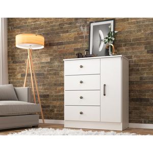 Cômoda Lisboa 1 Porta 4 Gavetas Móveis Sul Branco