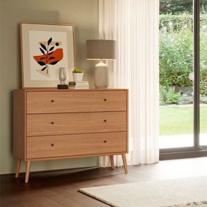 Cômoda 110Cm Chanfrada 03 Gavetas Nature Dalla Costa Freijó