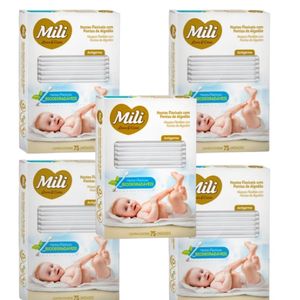 Hastes Flexíveis Mili Love Care Biodegradável 5 Caixas 75un
