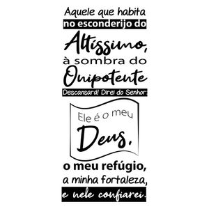Adesivo Papel Parede Quarto Sala Oração Salmo 91 Preta