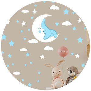 Adesivo De Parede Infantil Lua Nuvens Estrelas Azuis
