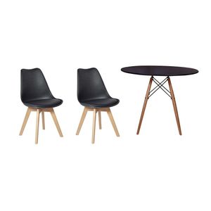 Kit Mesa Jantar Eiffel 120cm Preta + 02 Cadeiras Leda - Preta