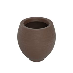 Vaso De Planta Oval 42x39cm Polietileno Sem Prato Fibrarte Lux Telhas Marrom Café