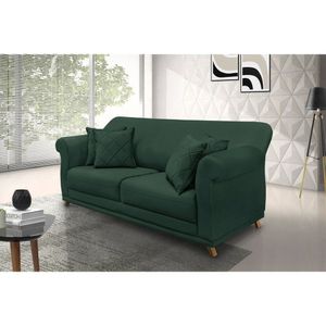 Sofá 3 Lugares 200cm Veludo Arras Spezzia Decor Verde Floresta