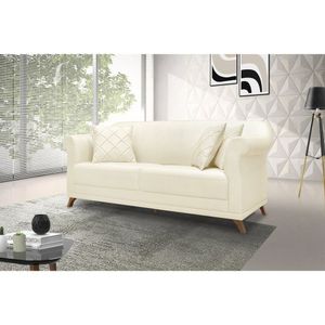 Sofá 3 Lugares 220cm Linho Arras Spezzia Decor Pérola