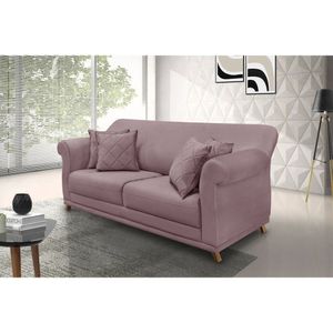 Sofá 3 Lugares 200cm Veludo Arras Spezzia Decor Uva
