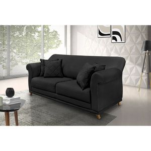 Sofá 3 Lugares 220cm Veludo Arras Spezzia Decor Preto