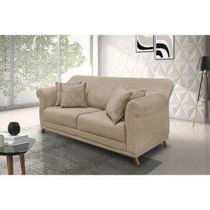 Sofá 2 Lugares 180cm Suede Arras Spezzia Decor Bege