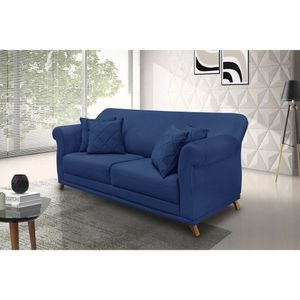 Sofá 2 Lugares 180cm Suede Arras Spezzia Decor Azul Marinho