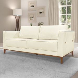 Sofá 3 Lugares 230cm Linho Brest Spezzia Decor Pérola