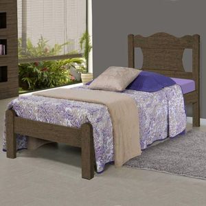 Cama Solteiro Munique Castanho Touch Com Colchão - Gabrielli