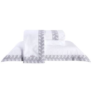 Jogo De Cama King Luke 4 Peças Percal 200 Fios Bernadete Casa Prata