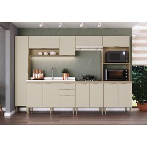 Cozinha Completa 6 Peças Com Paneleiro Balcão Para Pia E Cooktop Carol Mocca/Areia