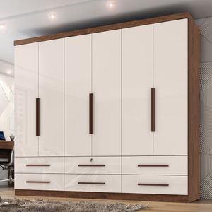 Guarda Roupa Casal 6 Portas 6 Gavetas Maximus Plus Jacaranda/off White