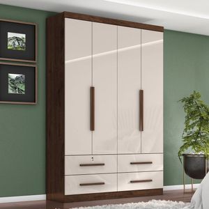 Guarda Roupa 4 Portas 4 Gavetas Maximus Plus Jacaranda/off White