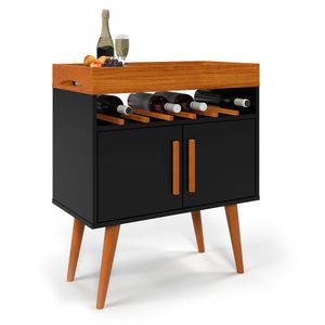 Aparador Café Drink Com Portas Pés Em Madeira Preto/caramelo