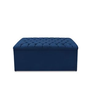 Calçadeira Baú Estofada Dunas Casal 140 Cm - Veludo Azul