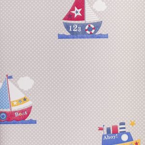 Papel De Parede Vinilico Book Kids 53cm X 10m Rolo Estampa Barquinho Colorido