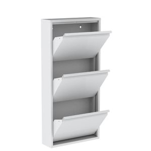 Sapateira De Aço 50 Cm Com 3 Portas Com Abertura Simultânea Na Cor Branca
