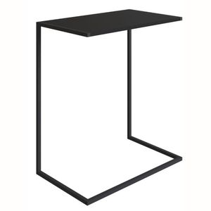 Mesa Lateral Apoio Sofá Steel Quadra Industrial Artesano 58 Cm Mdp Preto Estrutura Em Aço Preto