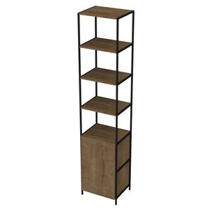 Estante Industrial Steel Quadra Artesano 45 Cm Mdp Vermont Uma Porta Estrutura Metálica Aço Preto