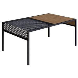 Mesa De Centro Industrial York Artesano Retangular 80 Cm (Largura) Em Mdp Vermont Aço Preto