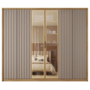 Guarda Roupa Grande 6 Portas 2 Espelhos Marrom Centurium