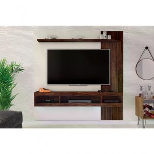 Painel Para Tv Até 65" 1.8 Off White/havana Off White/havana