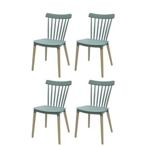 Kit 4 Cadeiras Janaína Midi Rivatti Polipropileno Verde Menta Base Madeira