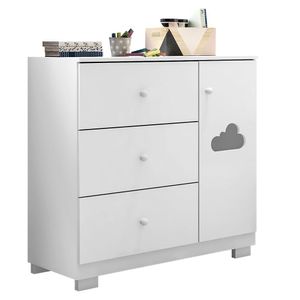 Cômoda Infantil Com 1 Portas E 3 Gavetas Ane Cor Branco Phoenix Baby