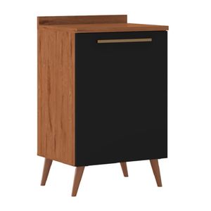 Balcão De Cozinha 1 Porta Com Tampo 0,59m Favorita Natura / Preto Preto Naturale