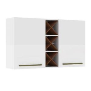 Armário Aéreo 2 Portas Com Garrafeiro Favorita Branco / Natura Branco Nature