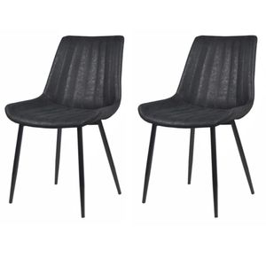 Kit 2 Cadeiras Taina Rivatti Poliuretano (Pu) Preto Base Em Aço