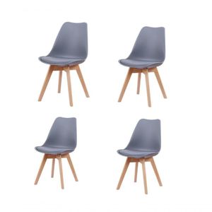Kit 4 Cadeiras Leda Joly Rivatti Polipropileno Cinza Base Madeira
