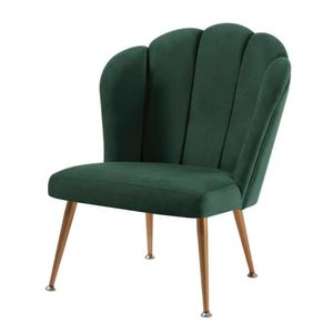 Cadeira Petala Daf Móveis Em Madeira Eucalipto Revestida Espuma D28 Veludo Verde Base Aço Dourado