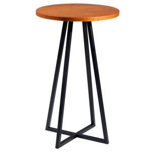 Mesa Bistrô Redonda Washignton Industrial Daf Móveis 60 Cm Madeira Maciça Mel Aço Carbono Preto