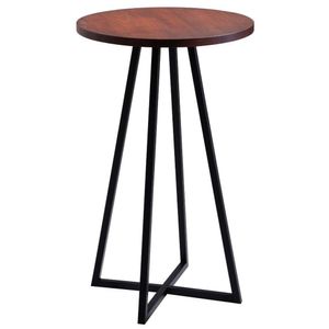 Mesa Bistrô Redonda Washignton Industrial Daf Móveis 60 Cm Madeira Maciça Castanho Base Aço Preto