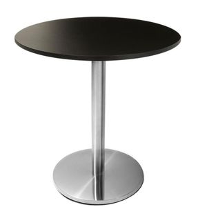 Mesa Beta Em Inox 75 Cm (Altura) Com Disco Redondo Com Tampo Em Mdp Redondo 60 Cm Preto