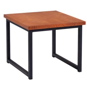 Mesa Lateral Quadrada Atlanta Industrial Daf Móveis 50 Cm Madeira Maciça Mel Base Aço Carbono Preto