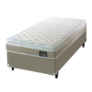 Cama Box Solteiro Colchão D45 Com Pillow Top Hellen Strong 88x188x62cm Bege - Suporta Até 150kg Por Bege