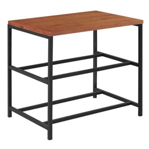 Sapateira Banco Detroit Industrial Daf Móveis 50 Cm Largura Tampo Madeira Maciça Castanho Aço Preto