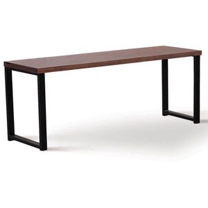 Banco Mineapolis Industrial Daf Móveis 120 X 40 Cm Em Madeira Maciça Castanho Base Aço Carbono Preto