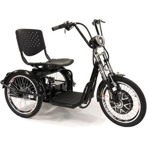 Triciclo Elétrico 800W Freio A Disco Com Ré Farol E Alarme Fox Preto - Duos Bike