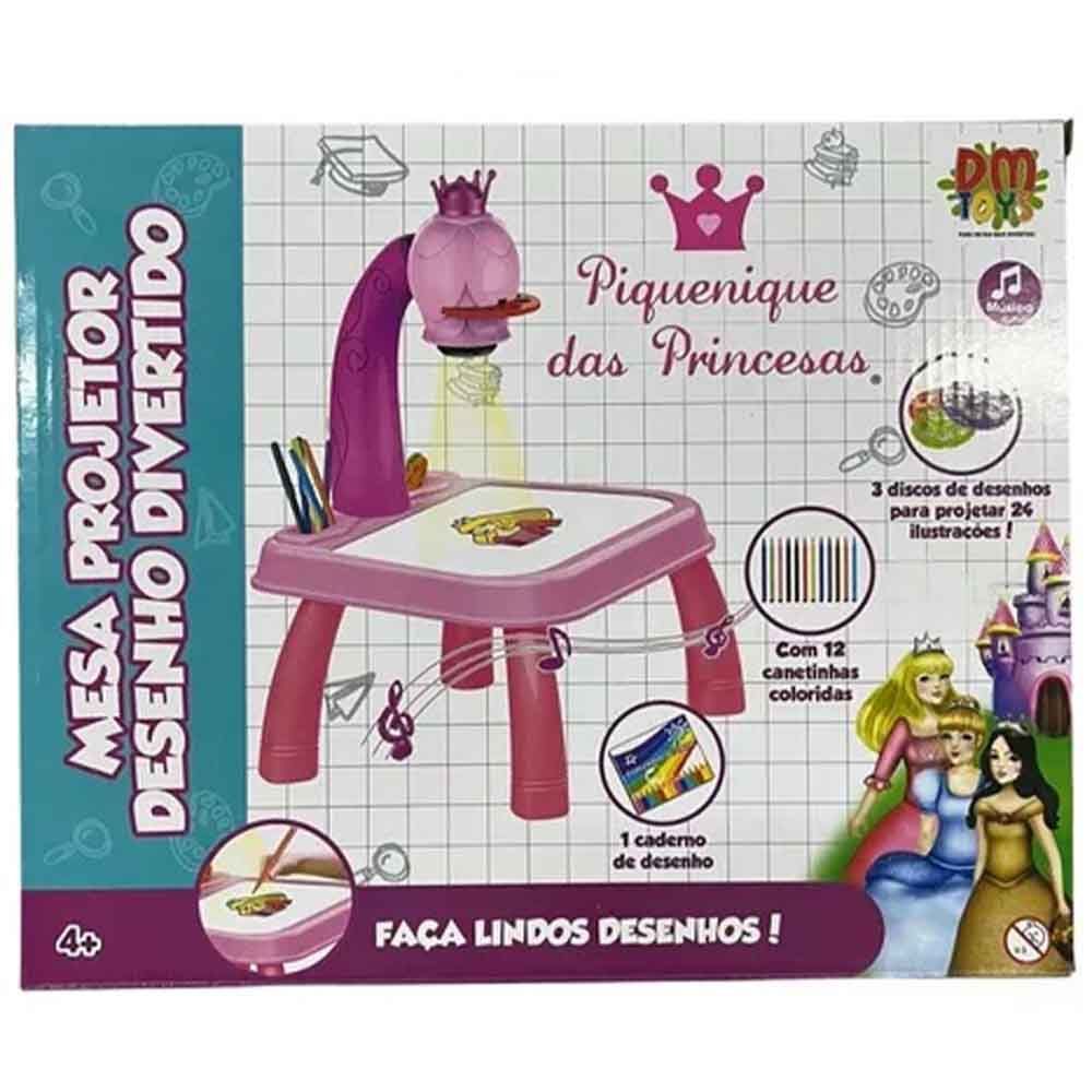 Mesa projetor infantil de desenho dinossauro (rosa)