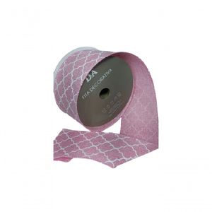 Fita Decorativa Rosa Com Detalhe Branco
