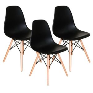 Kit 3 Cadeiras Eiffel Jantar Escrivaninha Preta !!!