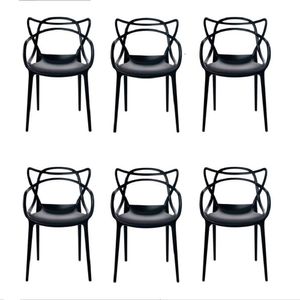 Conjunto Com 6 Cadeiras Allegra Preta Polipropileno Salna