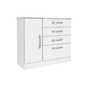 Cômoda Casal Chicago C/ 1 Porta E 4 Gavetas Branco/neve - Tcil Móveis