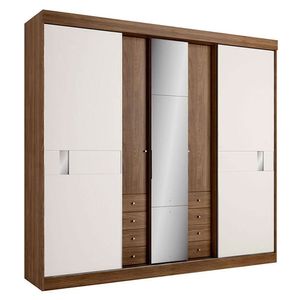 Guarda-roupa 5 Portas 8 Gavetas Thb Sognare Glass Carvalho/off White